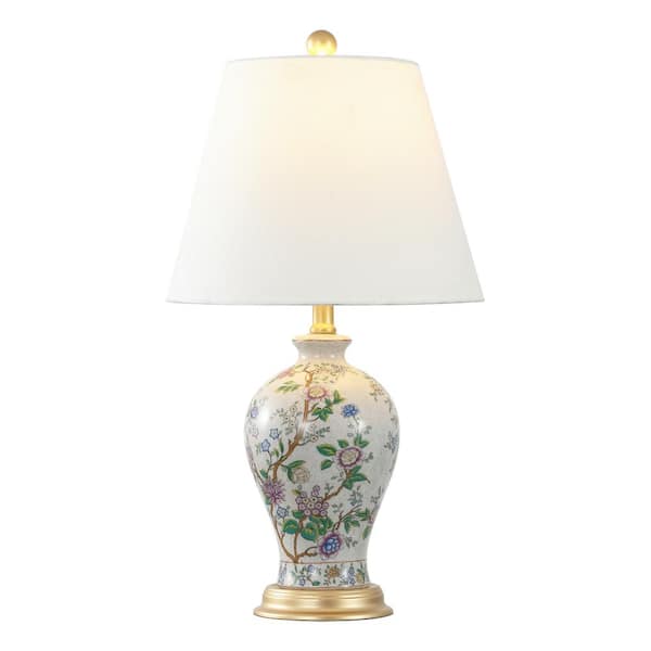 Grace 24 in. Multi/Brass Floral Table Lamp