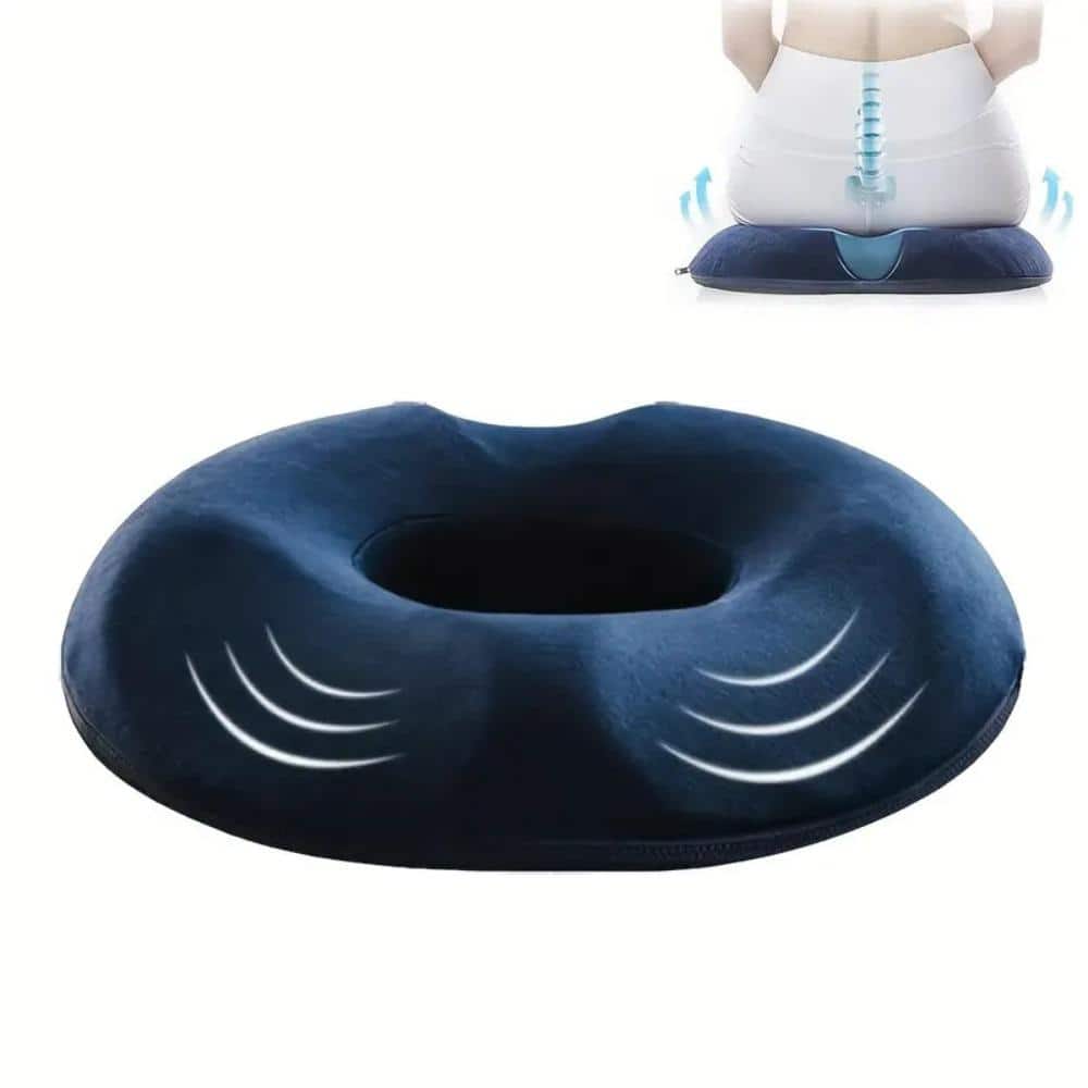 Blue Ergonomic Memory Foam Donut Seat Cushion Pillow