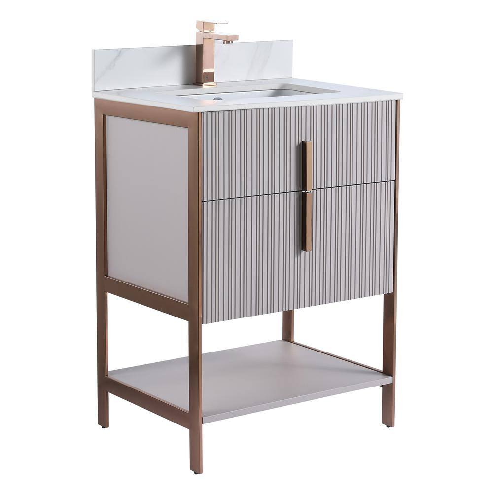 FINE FIXTURES 24 in. W x 18 in. D x 33.5 in. H Bath Vanity in Taupe ...