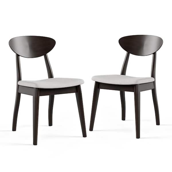 Shelun VI Black Wenge Fabric Upholstered Dining Chairs with Curved Backrest (Set of 2)