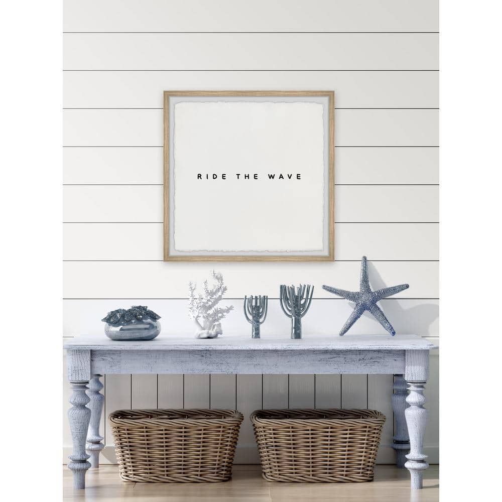 Ride the Wave Black Textual Art Print with Oak Frame