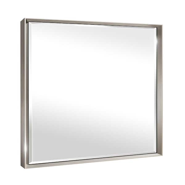 QueenFun 40 in. W x 30 in. H Framed Rectangular Beveled Edge Bathroom Vanity Wall Mount Mirror in Brushed Nickel