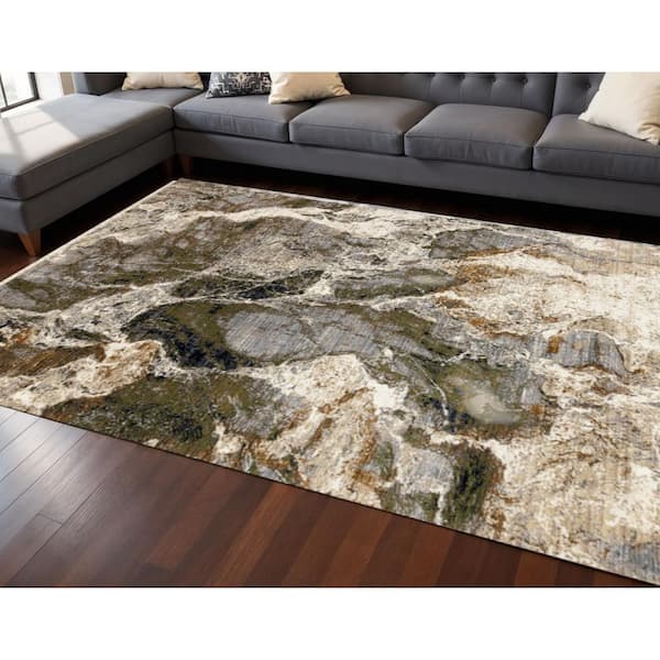 Beige 8 ft. x 10 ft. Woven Abstract Rectangle Indoor Area Rug