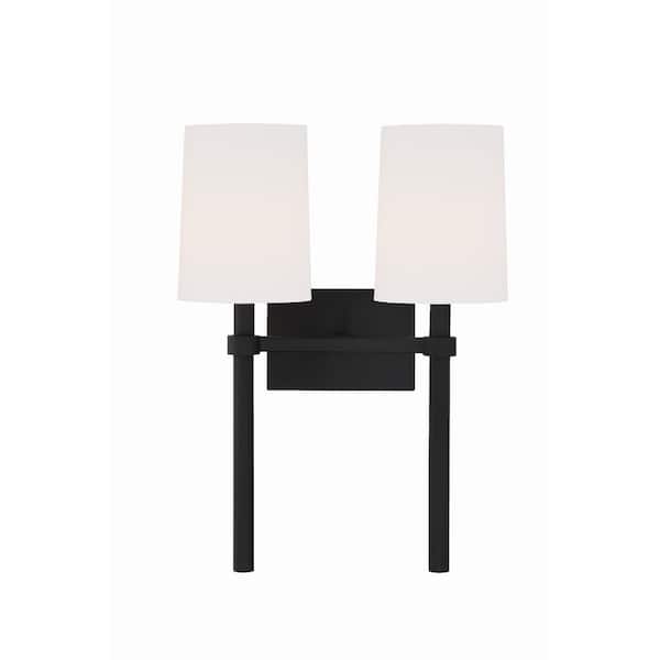Crystorama Bromley 2-Light Black Forged Sconce
