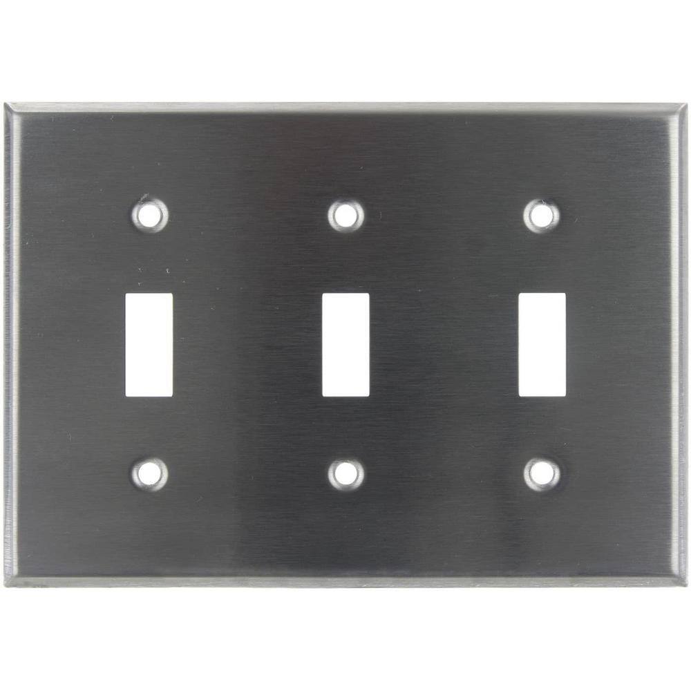 Steel 3-Gang Toggle Switch Plate with Matching Screws