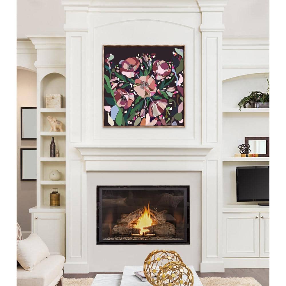 Gold Framed Colorful Botanical Canvas Print, 30" x 30"