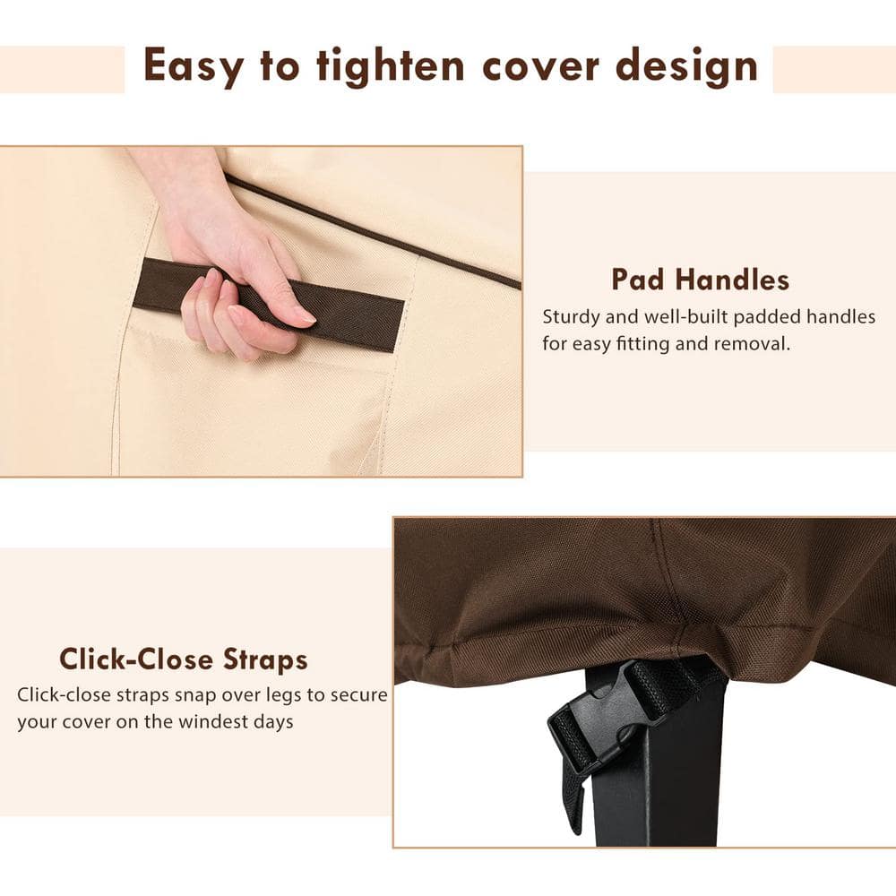 Khaki and Brown Waterproof Outdoor Chair Covers, 33" W x 34" D x 31" H (2-Pack)