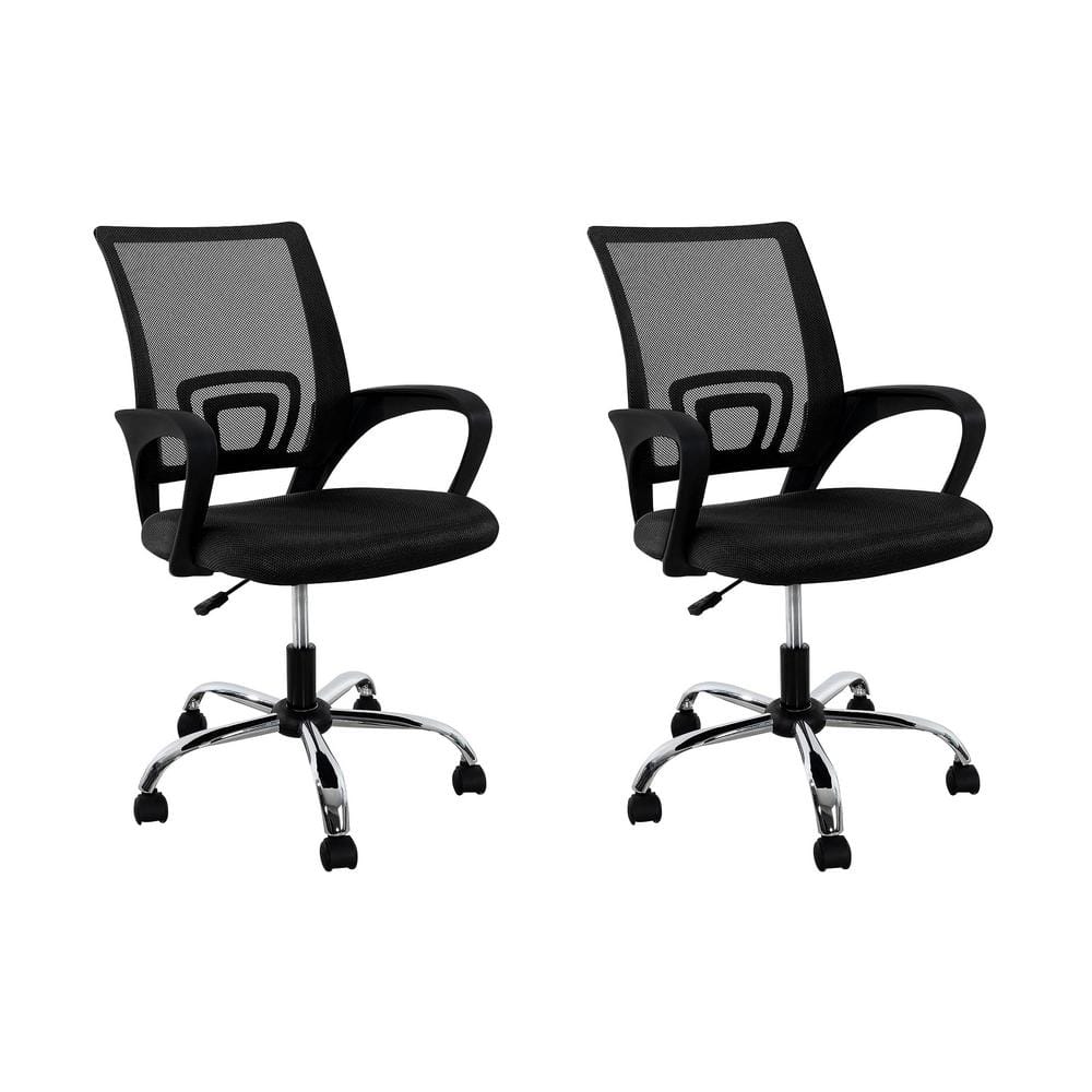 HOMESTOCK Upholstery Adjustable Height Ergonomic Standard Chair in Black Set of 2 50223HD The Home Depot