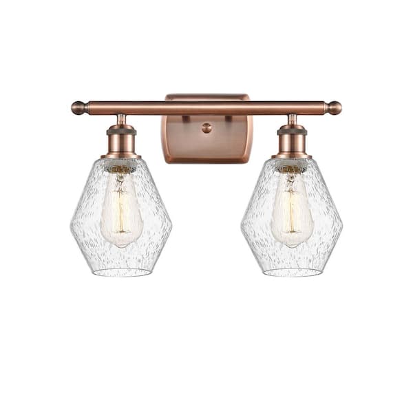 Innovations Cindyrella 16 in. 2 Light Antique Copper, Seedy Vanity Light with Clear Glass Shade