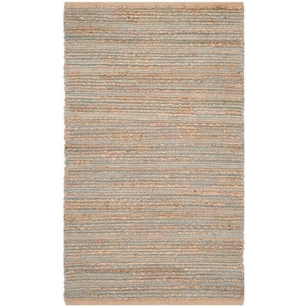 SAFAVIEH Cape Cod Blue Doormat 3 ft. x 5 ft. Striped Solid Area Rug