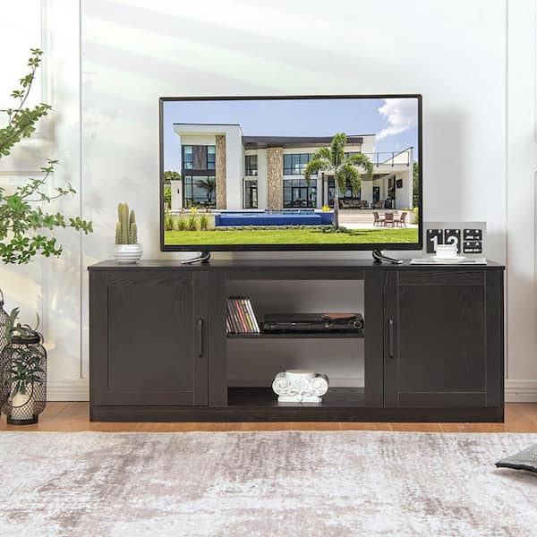 Boyel Living Black TV Stand Fits TVs up to 65 in. with Adjustable shelves