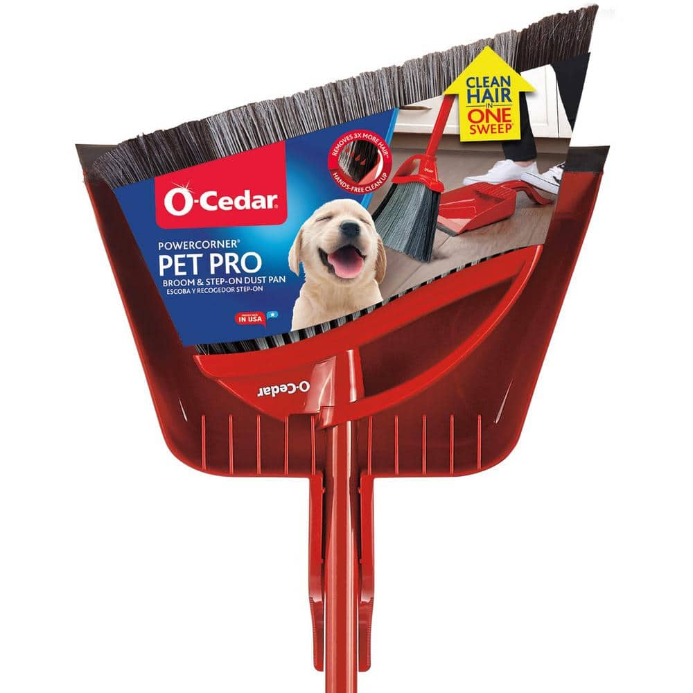 PowerCorner Pet Pro Angle Broom with Step On Dust Pan (3-Piece Handle)