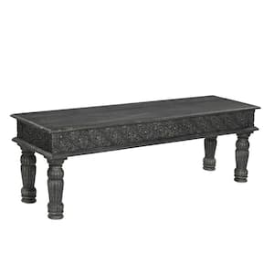 70 in. Dark Brown And Black Solid Wood Dining bench