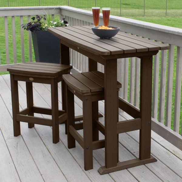 Lehigh Weathered Acorn 3-Piece Plastic Rectangular Counter Height Outdoor Dining Set