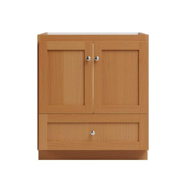 Shaker 30 in. W x 21 in. D x 34.5 in. H Bath Vanity Cabinet without Top in Natural Alder