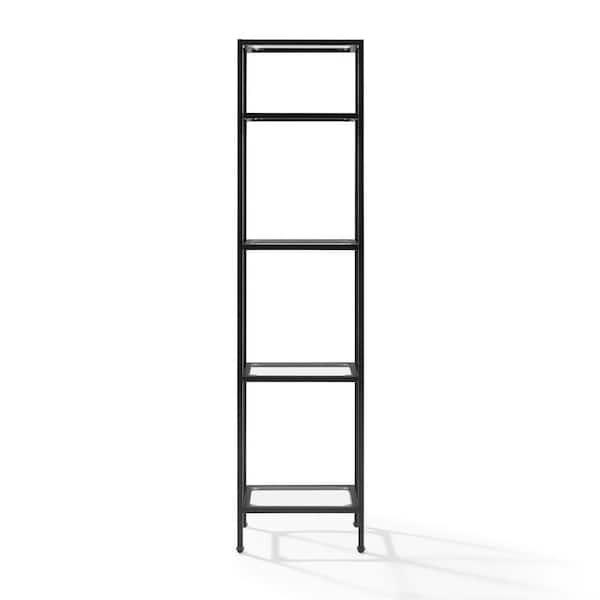 CROSLEY FURNITURE 73 in. Oil Rubbed Bronze/Clear Metal 4-shelf Etagere Bookcase with Open Back