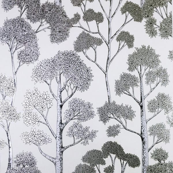 Blanche Silver Trees Wallpaper Sample