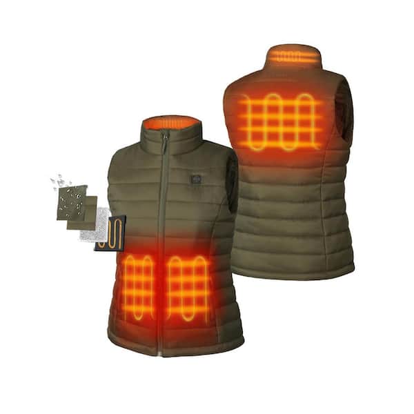 ORORO Women's Small Green 7.38-Volt Lithium-Ion Lightweight Heated Vest with 1 Upgraded 4.8 Ah Battery and Charger