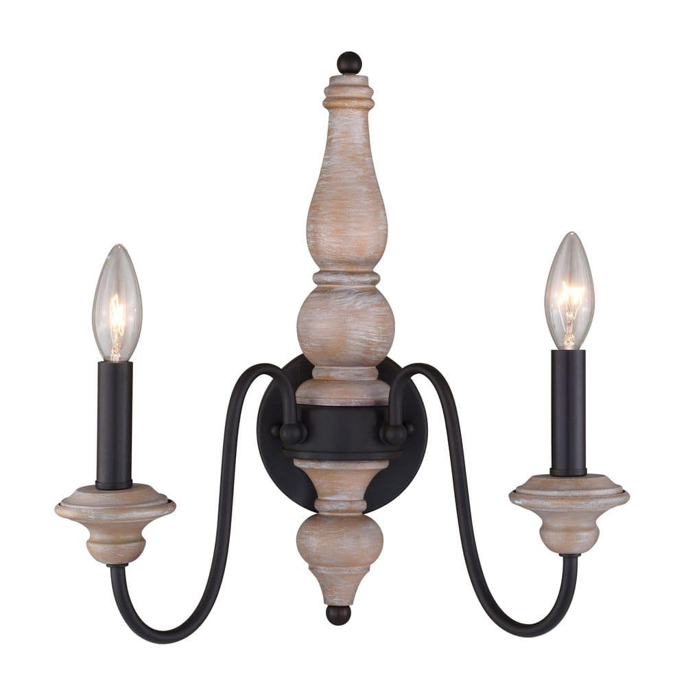 Georgetown Vintage Ash and Bronze Farmhouse Candle Wall Sconce