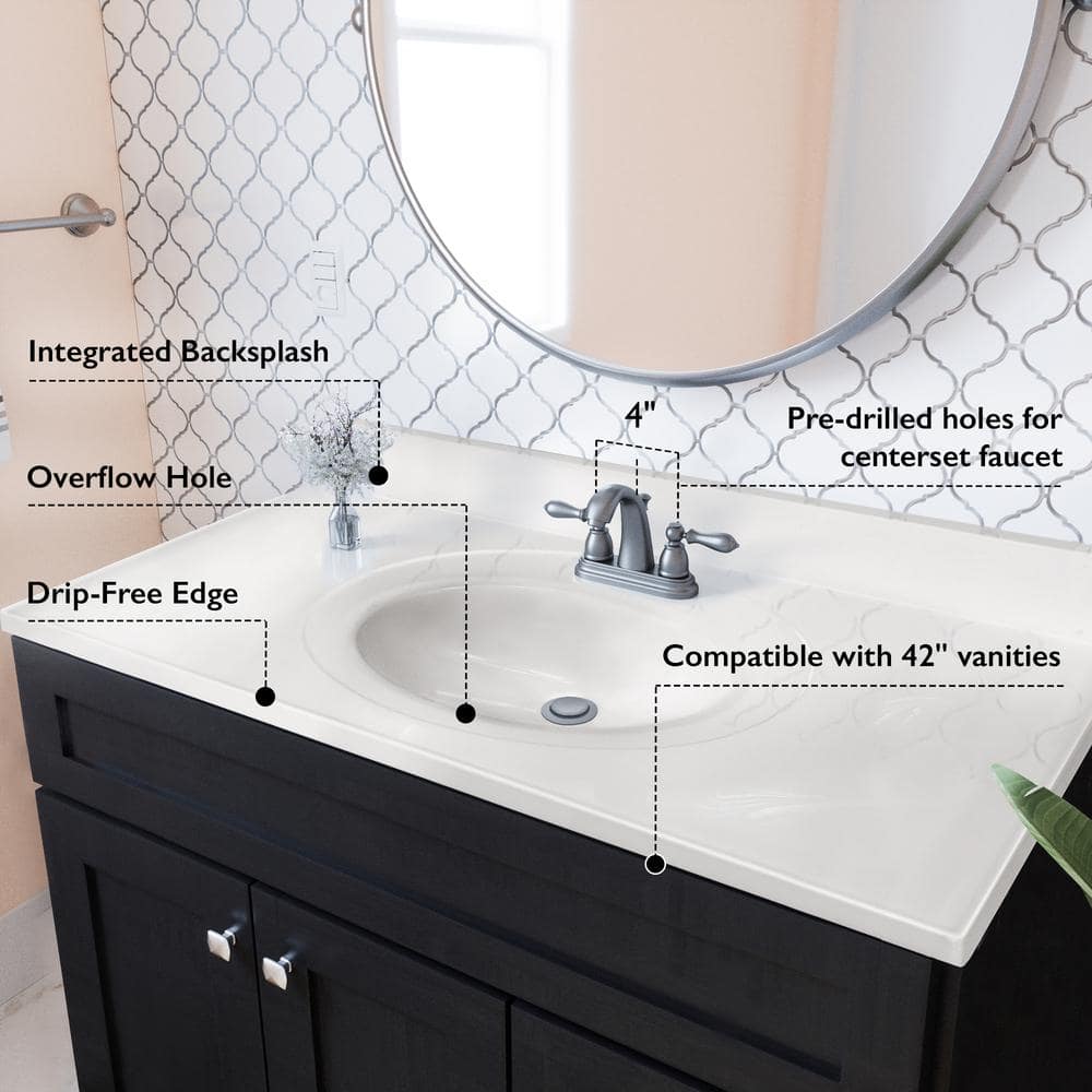 Ivory Swirl 43-Inch Cultured Marble Vanity Top with Backsplash
