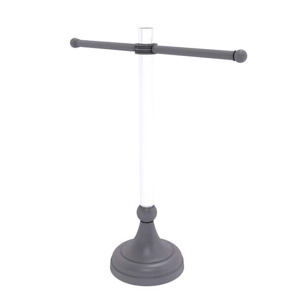Allied Brass Pacific Grove Collection 6.5 in. Freestanding Double Towel Bar in Matte Gray with Dotted Accents