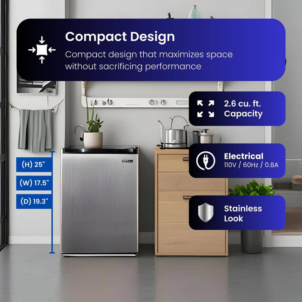 Compact Stainless Steel 2.6 cu.ft. RV Refrigerator