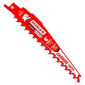 6 in. 3 TPI Demo Demon Carbide Reciprocating Saw Blade for Pruning and Clean Wood Cutting