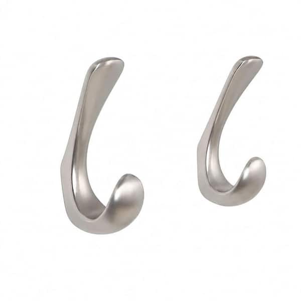 2 Pack Wall Mounted Towel Hook J-Hook Robe/Towel Hook in Brushed Nickel for Bathroom, Heavy Duty Modern Design