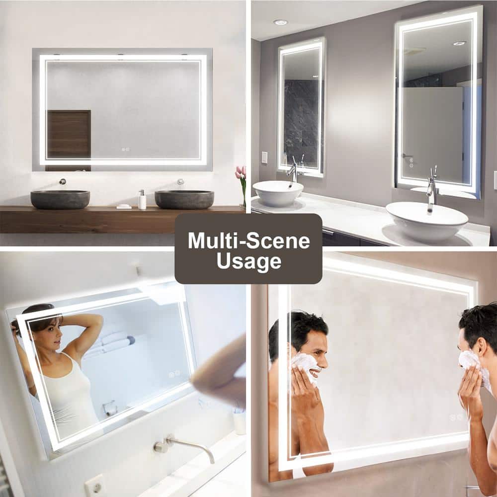 Oversized Frameless LED Vanity Mirror with 3-Color Frontlit