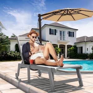 Gray Weatherproof Plastic Outdoor Chaise Lounge Patio Pool Chair
