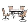 Hanover Fontana 5-Piece Aluminum Round Outdoor Dining Set with Swivels ...