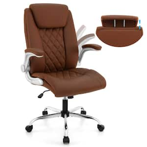 PU Leather Adjustable Headrest Ergonomic Office Chair in Brown with Adjustable Arms