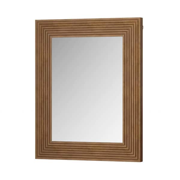 Tatahance 31.5 in. W x 39.3 in. H Rectangle Wood Frame Orange Decorative Wall Hanging Mirror