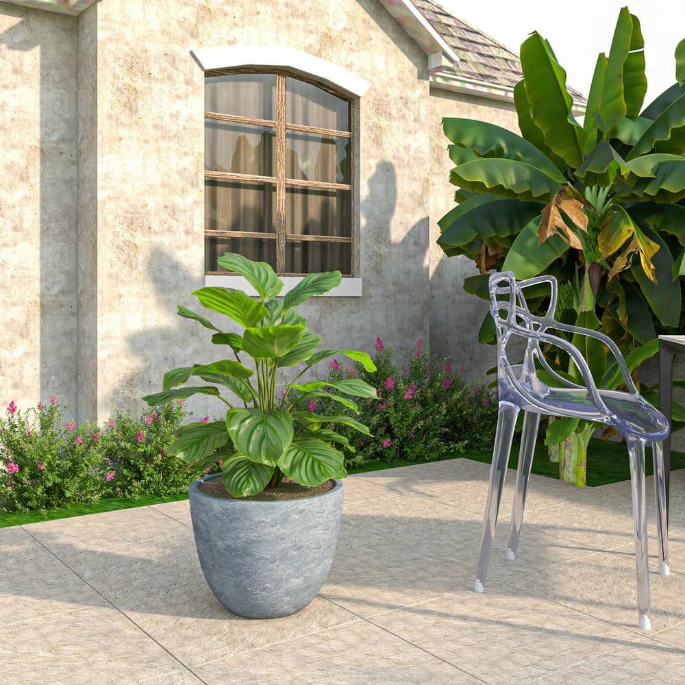 Large Aged Concrete Round Planter with Drainage Holes