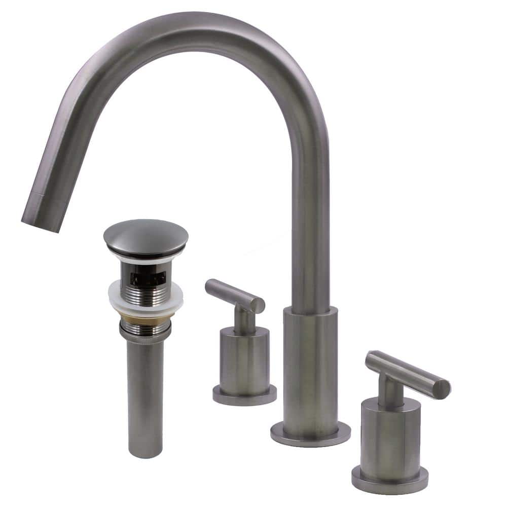 WALTZ 8 in. Widespread Double Handle Lavatory Bathroom Faucet with Overflow Drain in Gunmetal price history on PriceWatchPro
