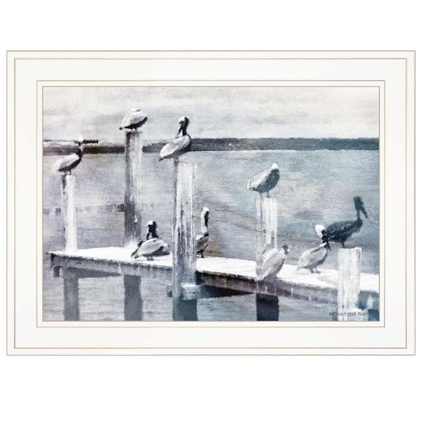 HomeRoots Charlie Birds on a Pier 1-Piece Framed Wall Art 15 in. x 19 in.