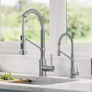 Bolden Single Handle Pull Down Sprayer Kitchen Faucet and Water Filter Faucet Combo in Spot-Free Stainless Steel