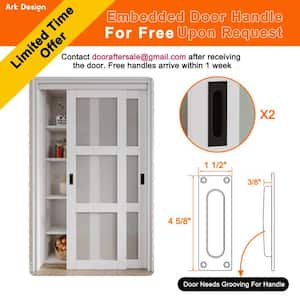 60 in. x 80 in. 3-Lites Frosted Glass MDF Closet Sliding Door with Hardware Kit