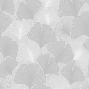 Ginkgo Leaves Silver Removable Wallpaper