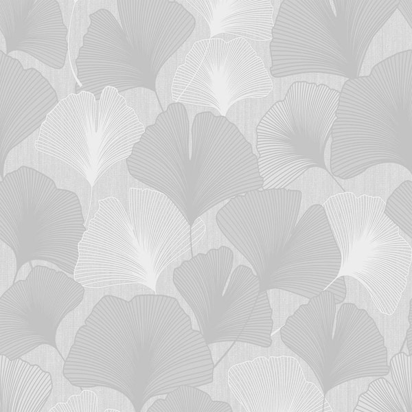 Super Fresco Ginkgo Leaves Silver Removable Wallpaper