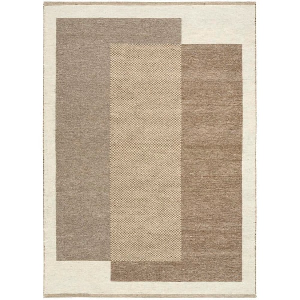 Copenhagen Ivory Mocha 5 ft. x 7 ft. Flatwoven Wool Geometric Area Rug