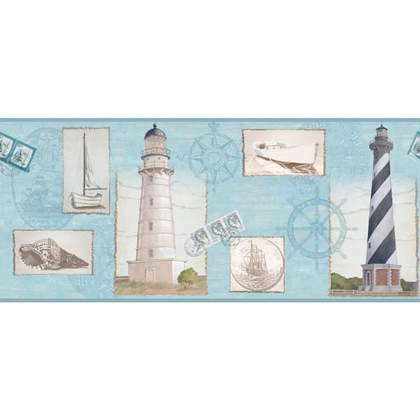 York Wallcoverings Inspired By Color Seacoast Lighthouse Wallpaper Border