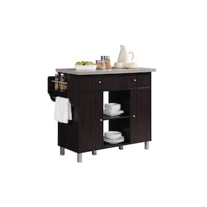 Kitchen Island Chocolate Grey with Spice Rack and Towel Holder