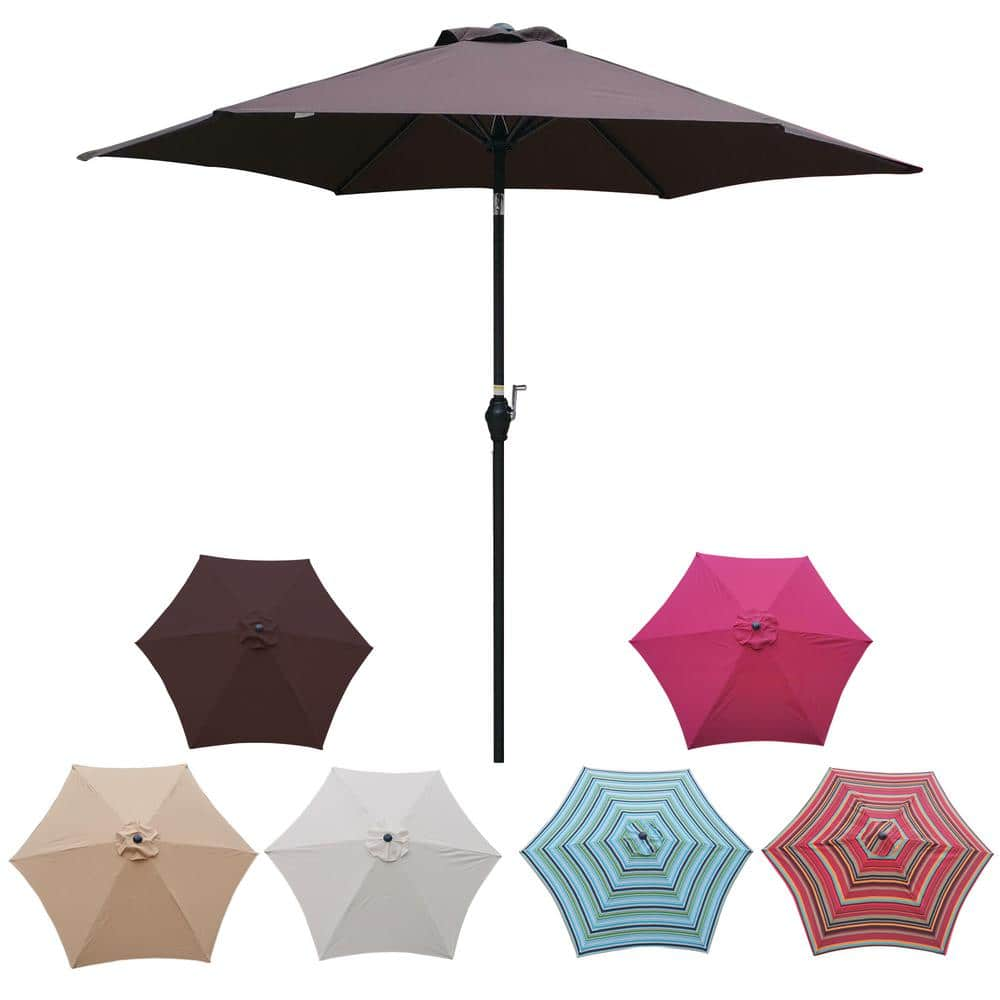 Serga 9 ft. Patio Market Umbrella With Tilt And Crank Chocolate ...