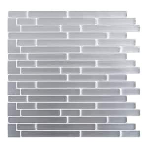 6-Pieces 10 in. x 10 in. Silver Truu Design Self-Adhesive Peel and Stick Accent Wall Tiles