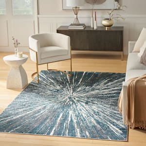 Ambiance Blue Silver 8 ft. x 10 ft. Abstract Contemporary Area Rug