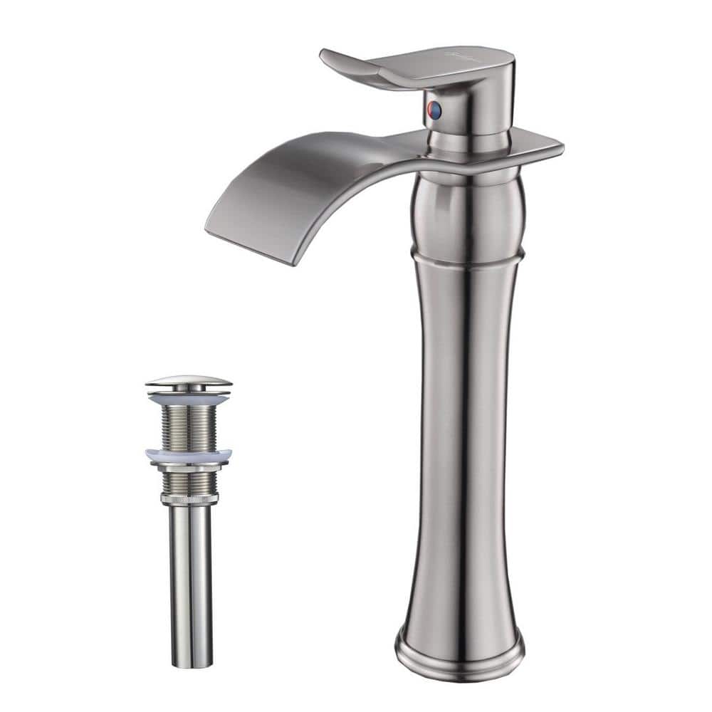 Tall Bathroom Vessel Sink Faucet Waterfall Single Hole Single Handle Bathro