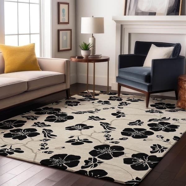 Mayfield Premium Machine Washable Abstract AMF1034 Ivory 10 ft. x 14 ft. Area Rug