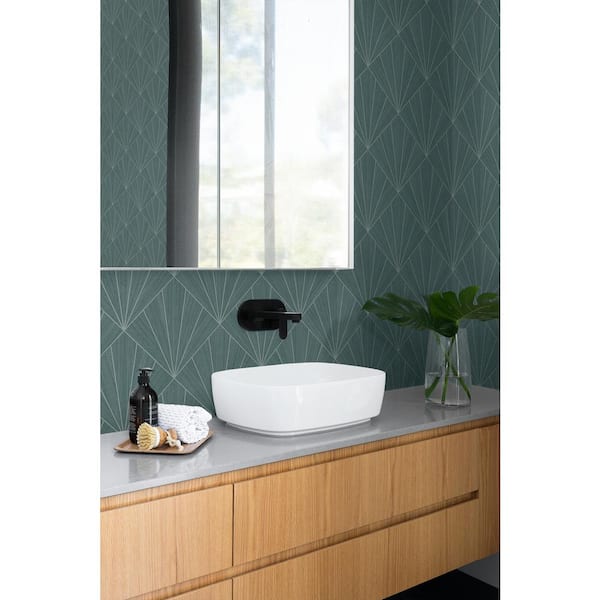 60.75 sq. ft. Juniper and Metallic Silver Mikkeli Embossed Vinyl Unpasted Wallpaper Roll