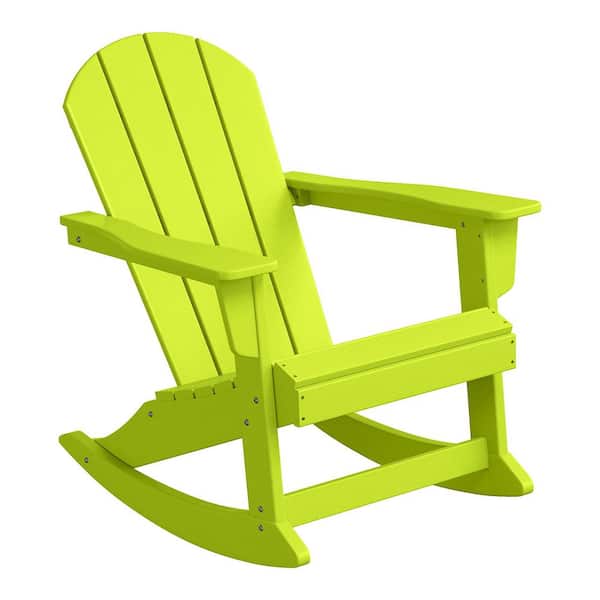 Laguna Fade Resistant Outdoor Patio HDPE Poly Plastic Adirondack Porch Rocking Chair in Lime